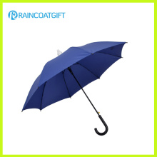 Blue Straight Hook Handle Rain Umbrella